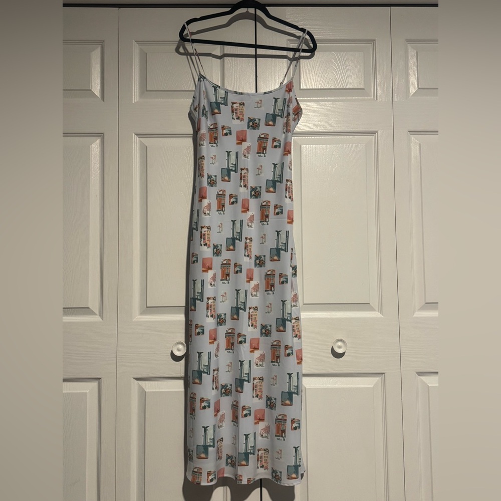 Abercrombie & Fitch Printed Midi Dress - Blue and Brown